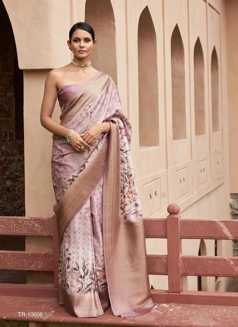 Lavender Colour Sulekha By Trirath Tussar Silk Designer Sarees Suppliers In Surat TR 10506