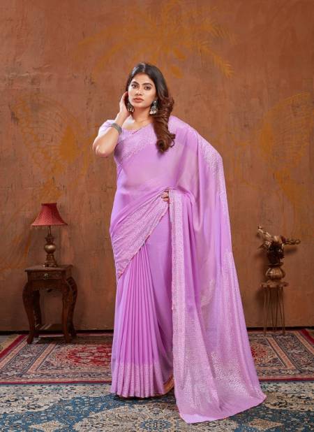 Lavender Colour Triva By Dhaga Moss Stich Foil Daily Wear Saree Orders In India 1006