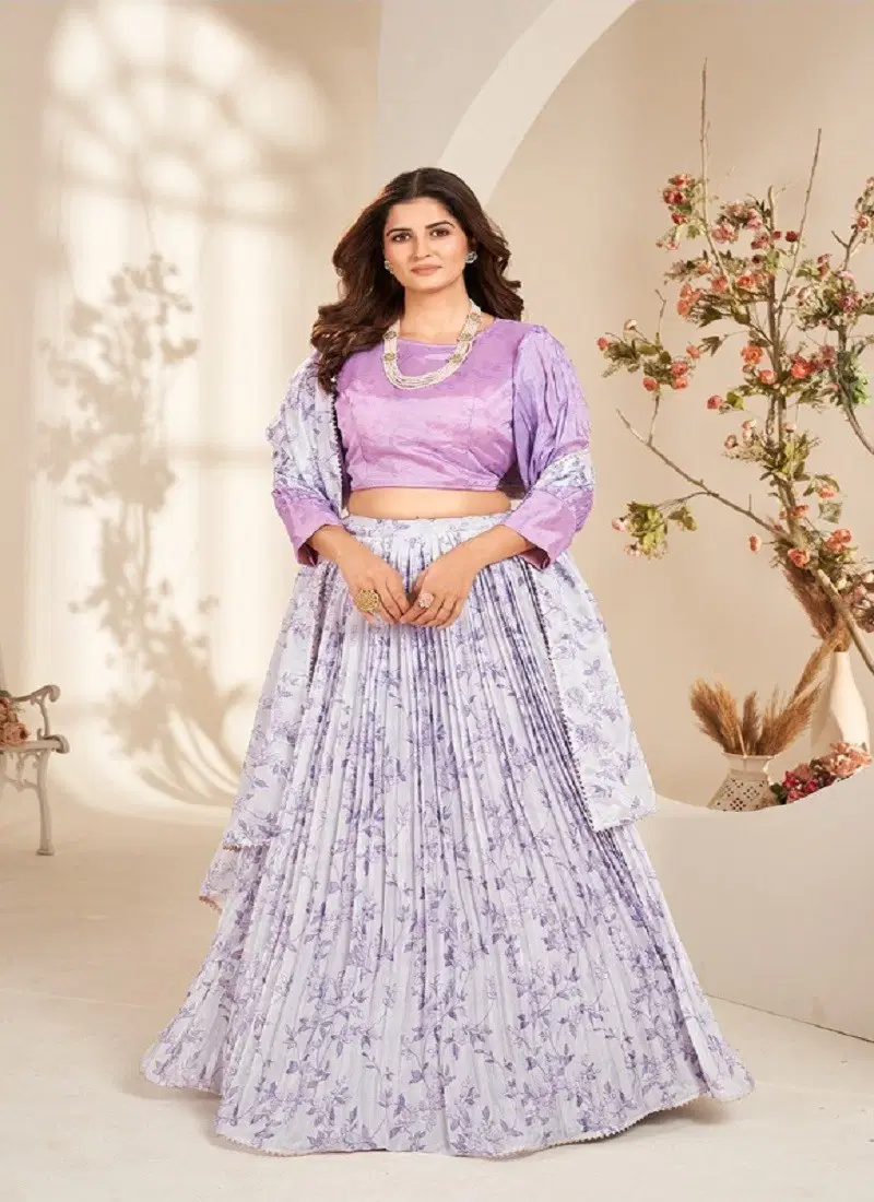 Lavender Colour Valisha By Kamakshi Printed Organza Lehenga Choli Wholesale Shop In Surat 2008