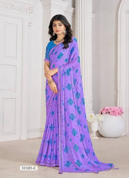 Lavender Colour Vanilla Vol 5 By Ruchi Daily Wear Printed Chiffon Sarees Wholesale Online 31103 C