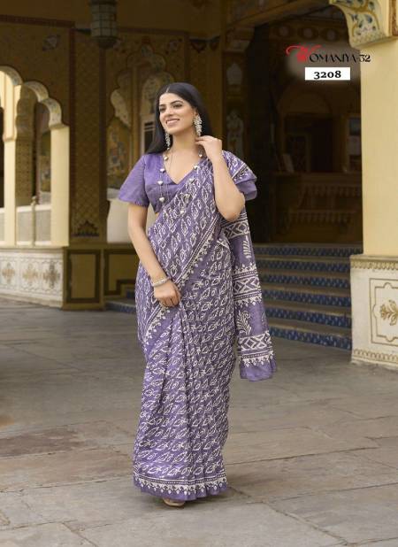 Lavender Colour Womaniya Vol 32 By Apple Daily Wear Printed Bhagalpuri Saree Suppliers In India 3208