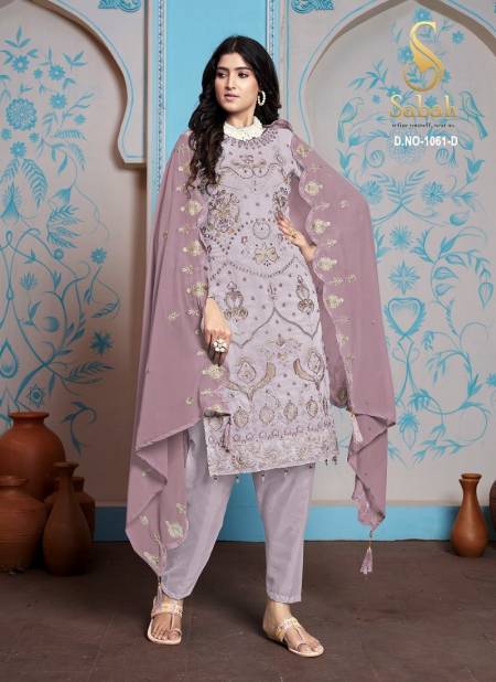 Lavender Colour Zaira By Sabah Faux Georgette Dress Material Wholesalers In Delhi 1061-D