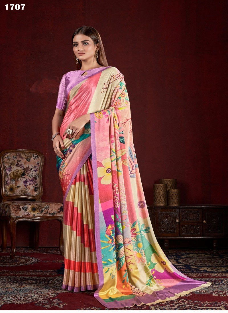 Lavender Multi Colour Hanoi By Jivora Crepe Digital Printed Casual Wear Saree Wholesale Online 1707