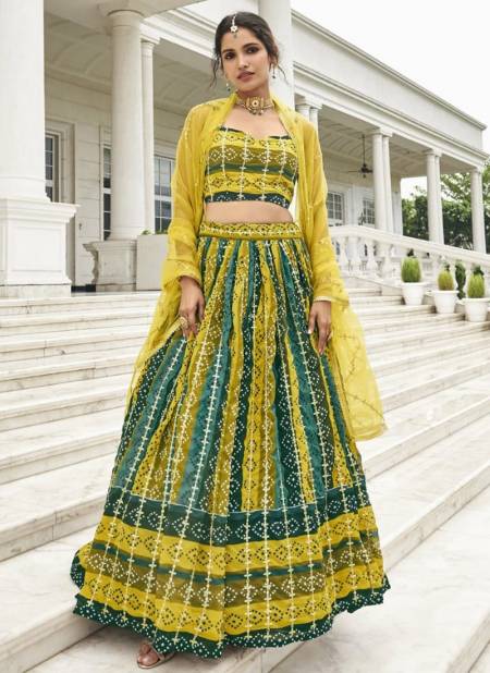 Lemon And Green Colour Kiasha Wedding Wear Wholesale Designer Lehenga Choli Catalog 145