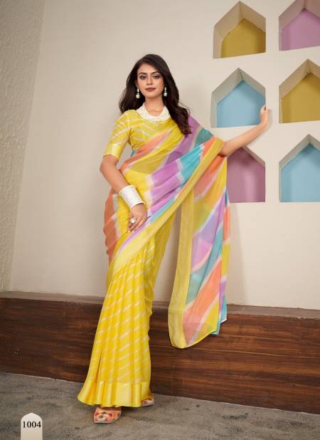 Lemon Colour Aavi By Dhaga Pure Jari Chiffon Daily Wear Saree Wholesalers In Delhi 1004