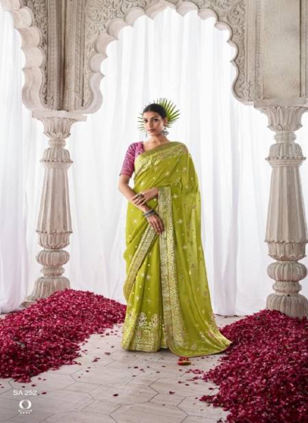 Lemon Colour Asiyana By Kimora Silk Designer Wedding Wear Saree Catalog SA-252