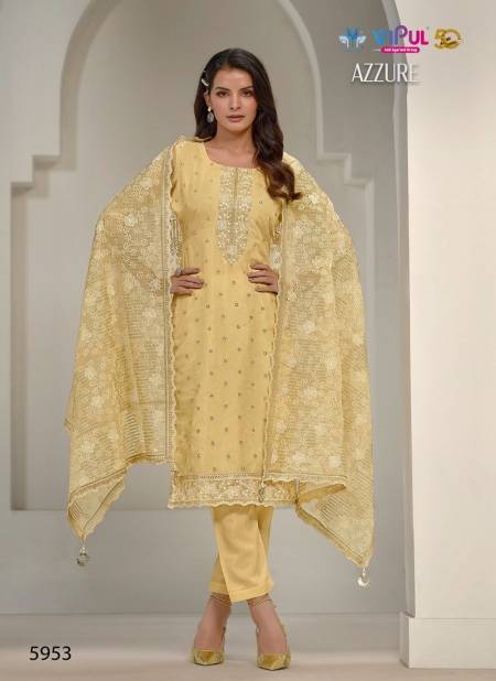 Lemon Colour Azzure By Vipul Soft Organza Embroidery Bulk Salwar Kameez Wholesalers In Delhi 5953