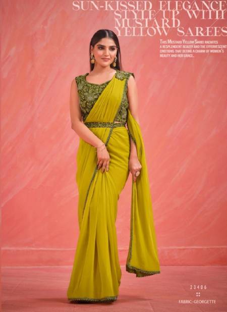 Lemon Colour Elegancia By Mahotsav Crepe Silk Party Wear Saree Catalog 23406