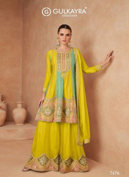 Lemon Colour Guzarish By Gulkayra Chinon Readymade Suits Wholesale In India 7476