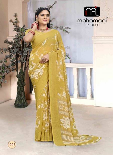 Lemon Colour Jaya Vol 1 By Mahamani Creation Printed Saree Wholesalers In Delhi 1005