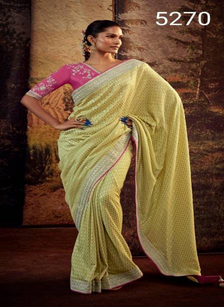 Lemon Colour Kajal 13 By Kimora Fancy Soft Function Wear Designer Saree Catalog 5270