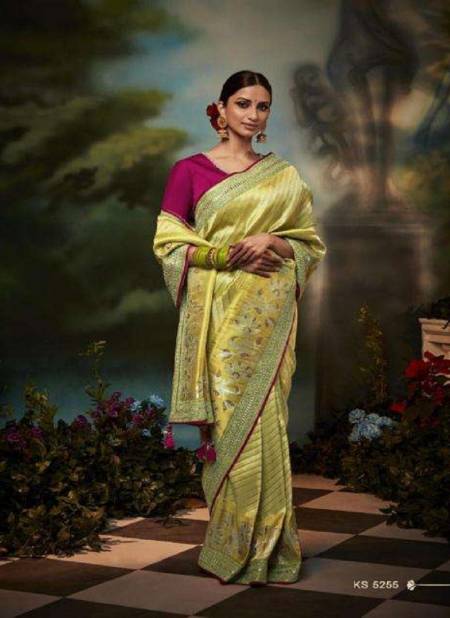 Lemon Colour Kajal Vol 2 By Kimora Fancy Wedding Designer Saree Catalog KS 5255