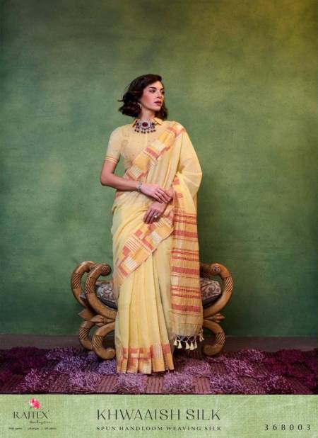 Lemon Colour Khwaaish Silk By Rajtex Mal Spun Cotton Printed Saree Suppliers In Surat 368003