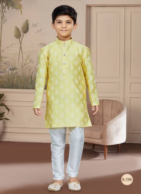 Lemon Colour Kids Vol 4 Boys Wear Kurta Pajama And Indo Western Catalog K 746