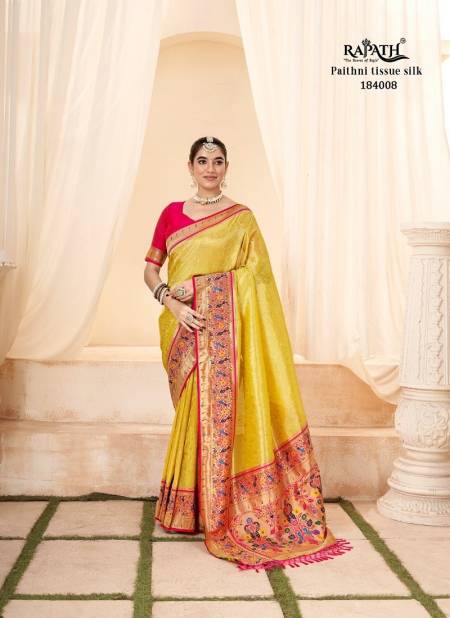 Lemon Colour Lavnya Silk By Rajpath 184001 To 184008 Series Best Saree Wholesale Shop in Surat 184008