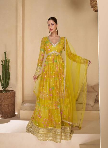 Lemon Colour Noori By Sayuri Georgette Designer Readymade Suits Suppliers In India 5507