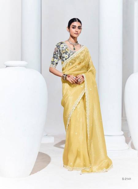 Lemon Colour Rangat Vol 25 By Kimora Organza Designer Wedding Wear Saree Suppliers In India S-2141