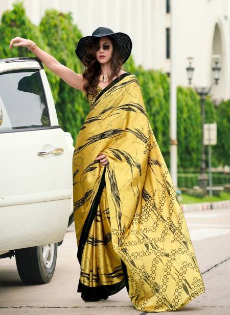 Lemon Colour Rare Rabbit By Rajpath Japan Sattin Causal Wear Saree Wholesalers In Delhi 700016