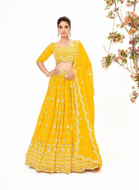 Lemon Colour SS 157 Wedding Wear Georgette Lehenga Choli Wholesale Shop In Surat GS3209