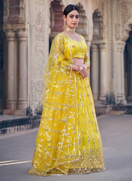 Lemon Colour SS 165 Designer Wedding Wear Net Lehenga Choli Manufacturers 1581