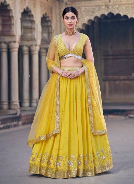 Lemon Colour SS 168 Wedding Wear Georgette Lehenga Choli Wholesale Shop In Surat PF1735