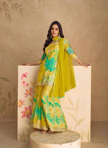 Lemon Colour Sangam By Sayuri Chinon Silk Sharara Readymade Suits Wholesale Shop In Surat 5541