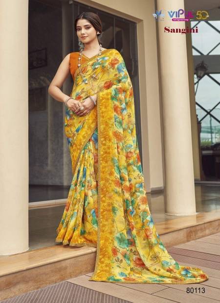 Lemon Colour Sangini By Vipul Georgette Printed Daily Wear Sarees Wholesale Online 80113
