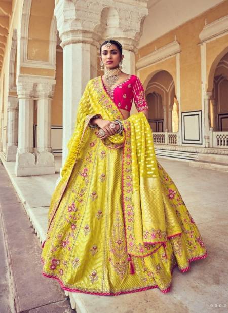 Lemon Colour Tathstu Hit Collection Wedding Wear Silk Lehenga Wholesale Market In Surat 6002