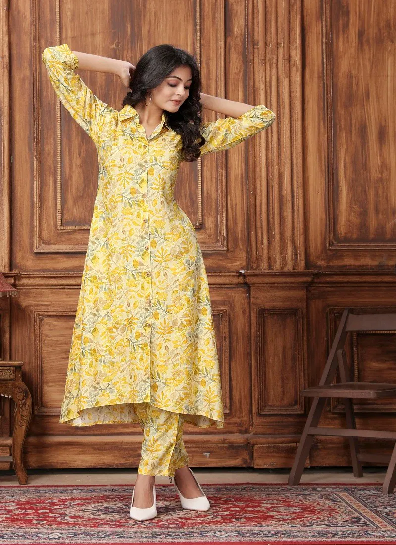 Lemon Colour Wow Vol 2 By Moksh Riyon Cord Set Wholesale Kurti With Bottom Suppliers In Mumbai 852