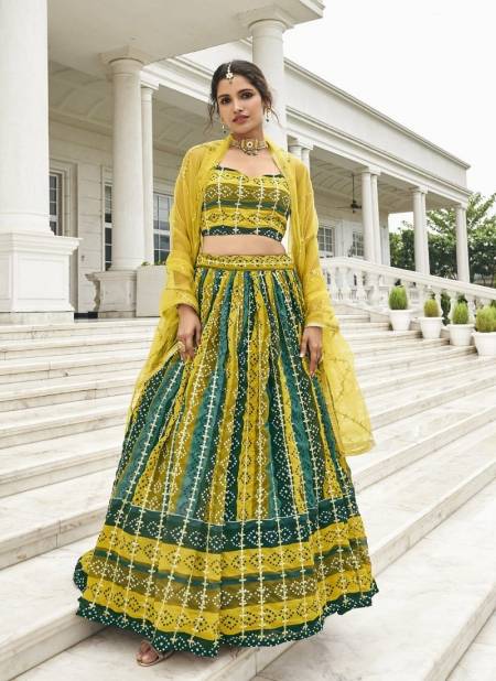 Lemon Multi Colour Kiasha By Shreematee Fox Georgette Digital Printed Ocassion Lehenga Choli Suppliers In India 145