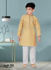 Lemon Yellow Colour Kids Party Wear Kurta Pajama Catalog K-702