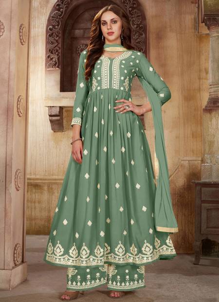 Buy Green Anarkali Gown with Long Jacket Online for Women