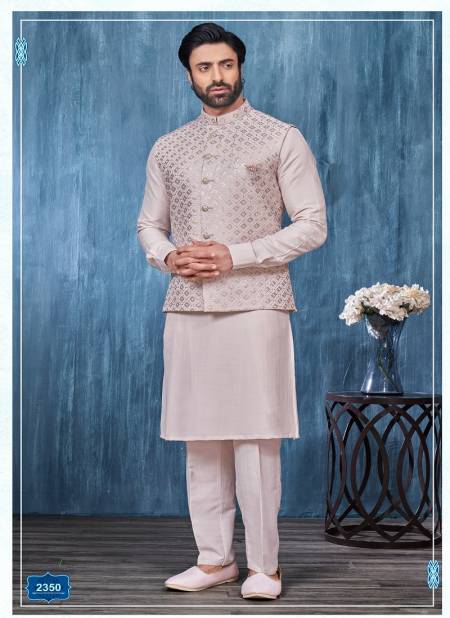 Light Biscuit Colour Function Wear Mens Modi Jacket Kurta Pajama Wholesale Market In Surat With Price 2350