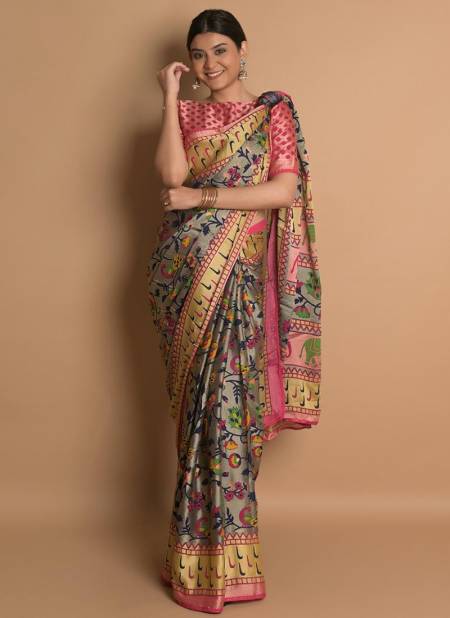 Light Blue And Pink Colour South Indian Printed Wholesale Designer Sarees 6806