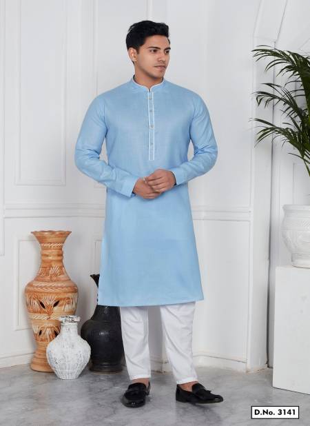 Light Blue Colour Function Mens Wear Pintux Designer Kurta Pajama Wholesale Price In Surat 3141