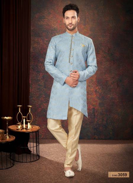 Light Blue Colour GS Fashion Function Wear Mens Desginer Indo Western Wholesalers In Delhi 3059