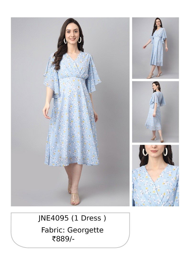 Light Blue Colour Janasya Designer Kurti Catalog 4095