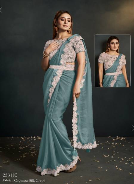 Light Blue Colour Mahotsav Moh Manthan 23300 Series Latest Designer Readymade Party Wear Saree Orders In India 23311C