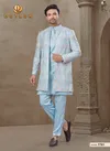Light Blue Colour Outluk Wedding Collection Vol 37 Wedding Wear Mens Indo Western Manufacturers 3703