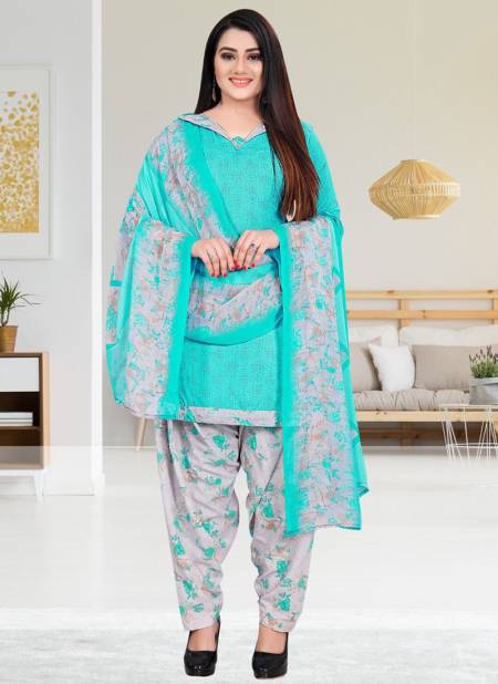 Light Blue Colour Rajnandini Daily Wear Wholesale Cotton Dress Material 4074