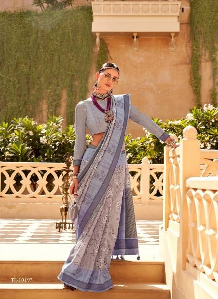 Light Blue Colour Savera By Trirath Pv Raw Silk Printed Saree Wholesale Online TR-10197