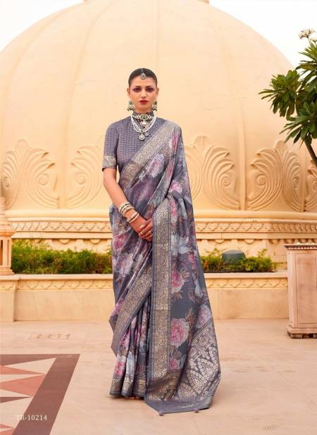 Light Blue Colour Sinhasan By Trirath P.V Silk Foil Printed Casual Wear Saree Wholesalers In India 10214