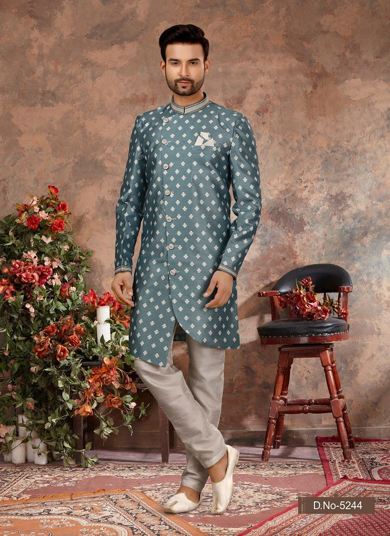 Light Blue Colour Vol 11 Party Wear Mens Indo Western Wholesale In India 5244