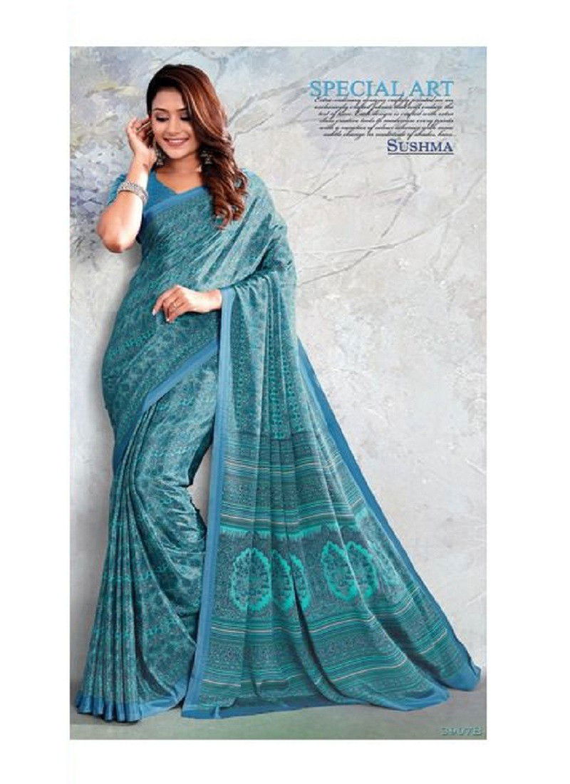 Light Blue Sushma Set 39 Daily Wear Saree Catalog 3907 B