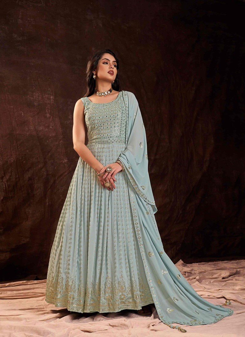 Light Blue Zoya Vol 3 By Arya Designs Gown Catalog 63014