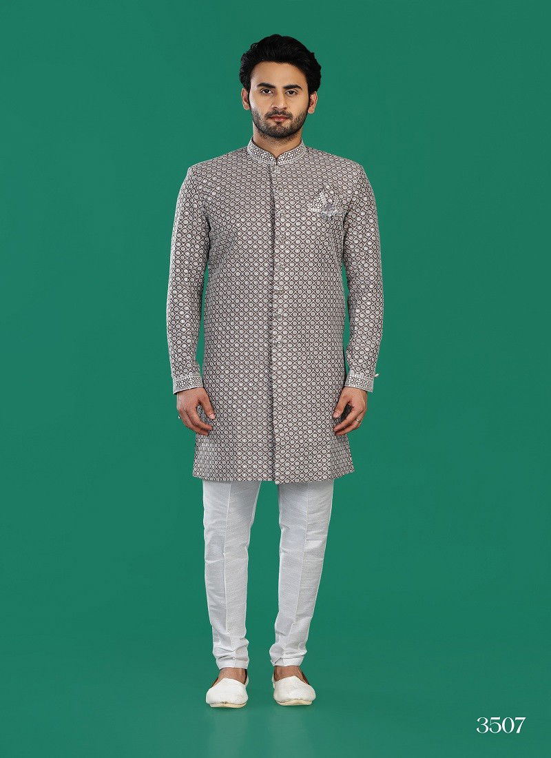 Light Brown Colour 1646 1 Wedding Wear Mens Indo Western Suppliers In India 3507