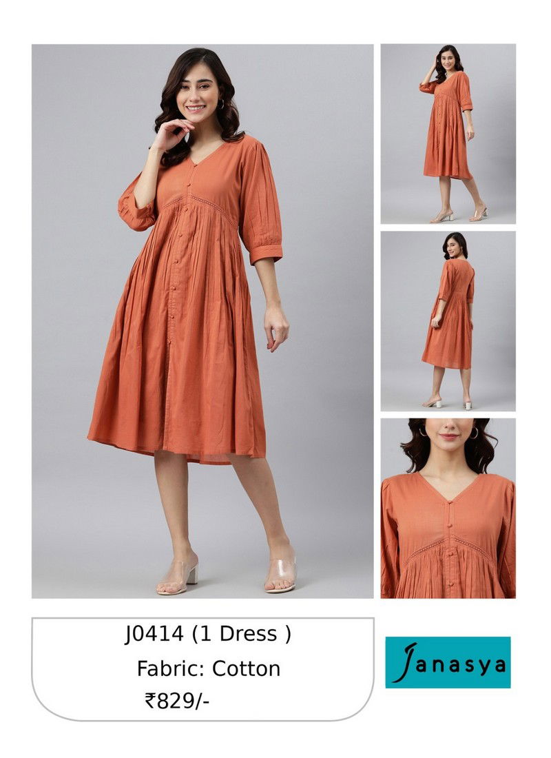 Light Brown Colour Janasya Designer Kurti Catalog 414