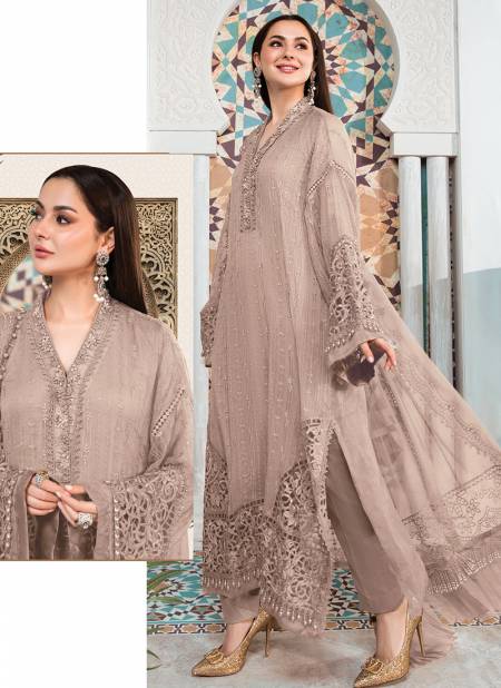 Light Brown Colour Ramsha 576 NX R 576B TO R 576E Wholesale Pakistani Suits Catalog 576 E