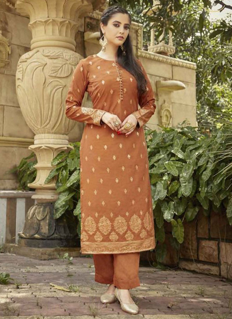 Light Brown Colour Virasat Ethnic Wear Wholesale Designer Kurtis Catalog 3002