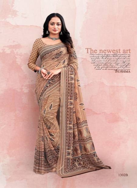 Light Brown Colour Shades By Sushma Daily Wear Saree Catalog 1302 B